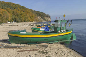 Naklejka na ściany i meble Fishing boat on the sea