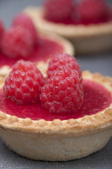 Tartlet of shortcrust pastry    with raspberry jelly and raspber