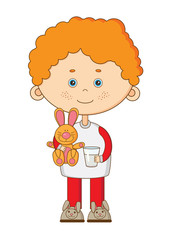 Little boy in sleepwear with toy