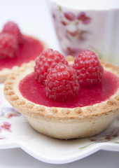 Tartlet of shortcrust pastry    with raspberry jelly and raspber