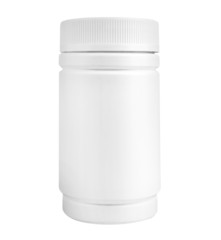 medicine white pill bottle isolated on a white background