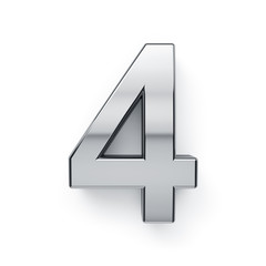 Obraz premium 3d render of metalic digit four simbol - 4