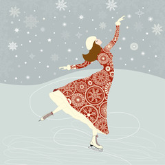 Christmas greeting card with a girl skater © Rouz