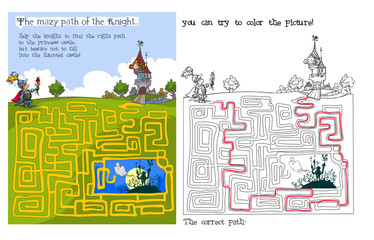 Fairytale Maze and coloring game.