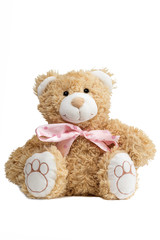 Closeup of a cute teddybear with a bow tie, isolated
