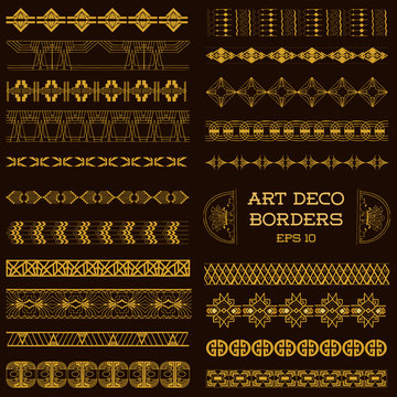 Art Deco Vintage Borders and Design Elements - hand drawn