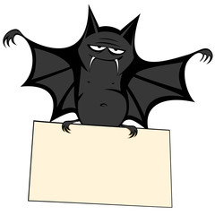 Funny freaky bat - a bat is holding a bulletin board