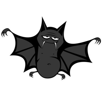 Funny freaky bat - a big black fat bat is smiling at you