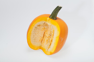 Fresh orange pumpkin isolated on white background