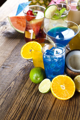 Alcoholic cocktails with fruits