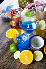 Alcoholic cocktails with fruits