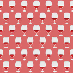 Vintage pattern with red wine glass silhouettes.