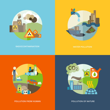 Pollution Icons Flat