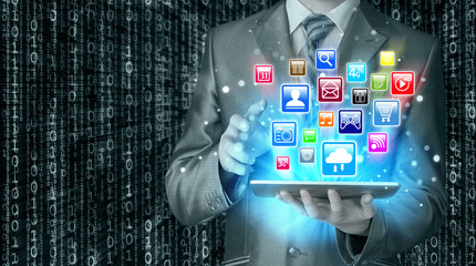 Business man using tablet PC