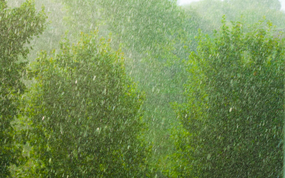 Rainy outside window green background texture.