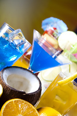 Alcoholic cocktails with fruits