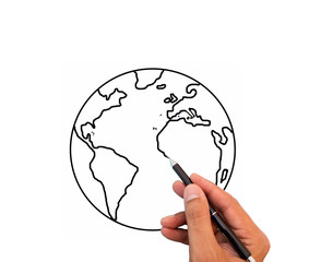 hand drawing the world