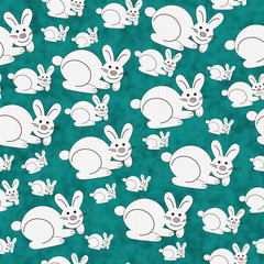 Teal and White Bunny Textured Fabric Repeat Pattern Background