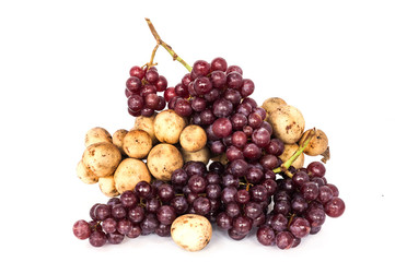 Bunch of long kong and grape on white background