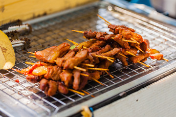 Skewers on grill