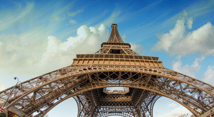 La Tour Eiffel, Wideangle Street view in Paris