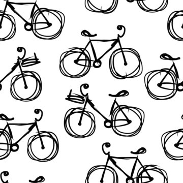 Bicycle sketch, seamless pattern for your design