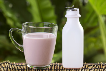 Glass of Strawberry flavor Milk
