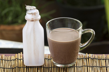Fresh chocolate Milk in a glass