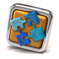 Blue jigsaw on orange button