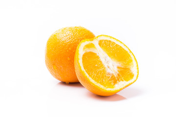 Orange fruit isolated on white background with space for your cr