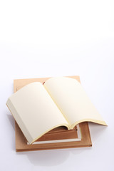 open book paper blank on white background