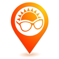 lunettes de soleil sur symbole localisation orange