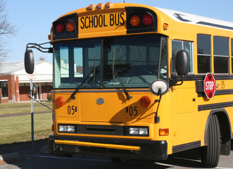 Yellow School Bus Parked and Waiting