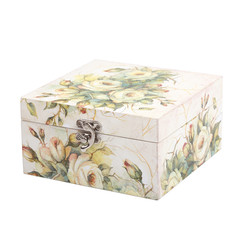 floral pattern box decorated with decoupage paper handmade