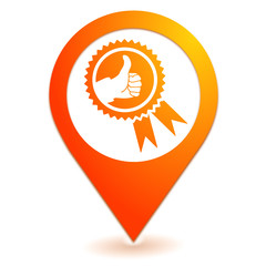 satisfaction médaille sur symbole localisation orange