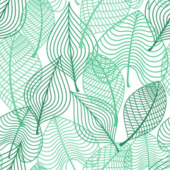 Foliage green leaves seamless pattern
