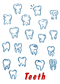 Teeth outline icons set