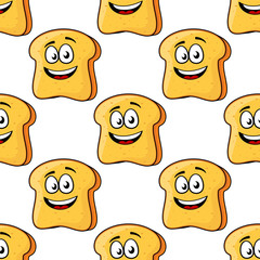 Seamless pattern of cartoon bread toast slices