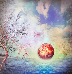 Fotobehang Verbeelding Seaside with orange sunset  © Rosario Rizzo