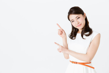 asian businesswoman on white background