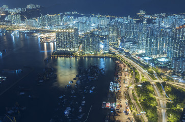 Fototapeta na wymiar Aerial view of Hong Kong City
