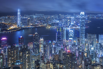 Fototapeta na wymiar Victoria Harbor of Hong Kong at night