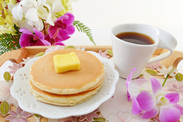コーヒーとパンケーキ