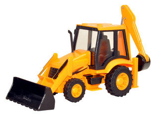 Obraz na płótnie Canvas Yellow Toy Tractor Excavator