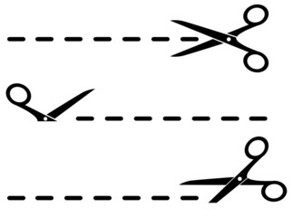 isolated cut lines with black scissors