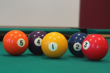yellow snooker ball number one ball colorful balls placed around