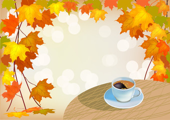 Banner autumn drink a cup of coffee