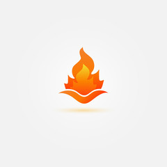 Fire icon - bright vector abstract fire flame orange symbol