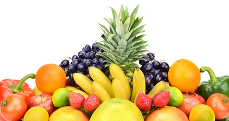 Naklejka na ściany i meble vegetables and fruits isolated on white background