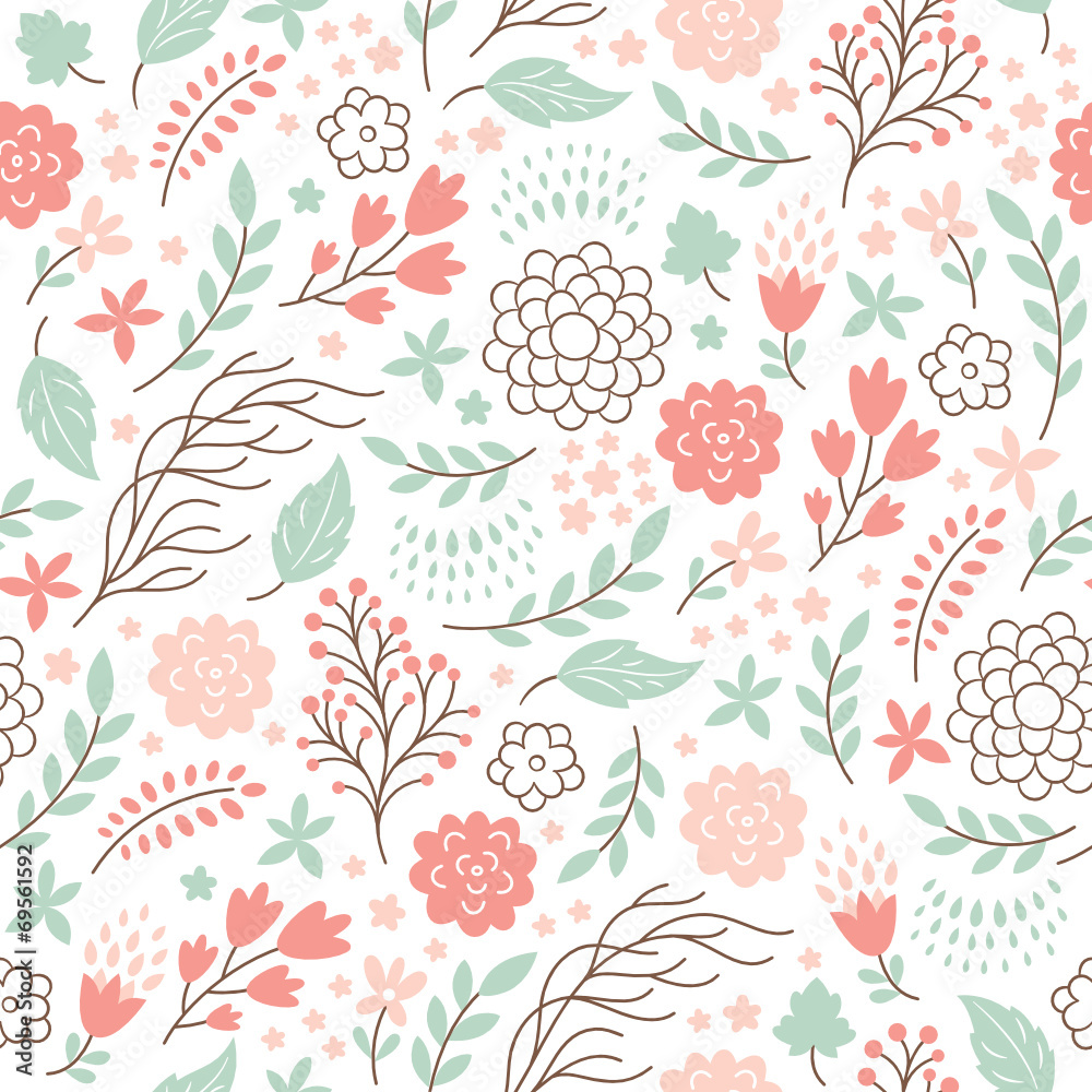 Wall mural seamless floral pattern